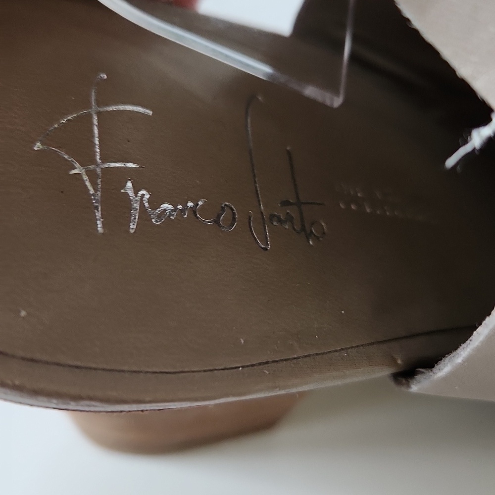 FRANCO SARTO | Open Toe Slingback Chunky Heels Taupe Brown Sz 9M - Picture 5 of 7